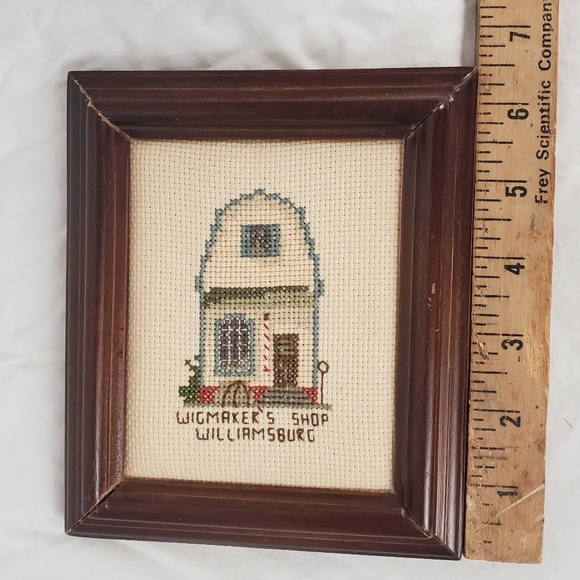 Framed Colonial Williamsburg Wigmaker's Shop Needlepoint Art - Picture 5 of 5